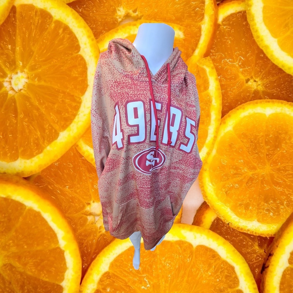 San Francisco 49ers NFL‎ Team Apparel Mens Hoodie Size L Red Gold Graphic Print